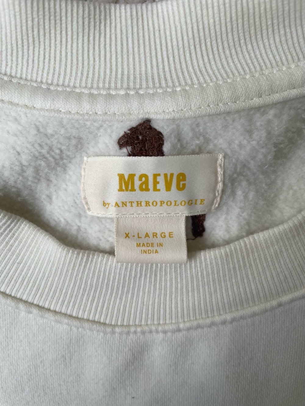 Anthropologie Maeve Puff Sleeve Sweatshirt with Brown Horse Embroidery - Picture 5 of 5